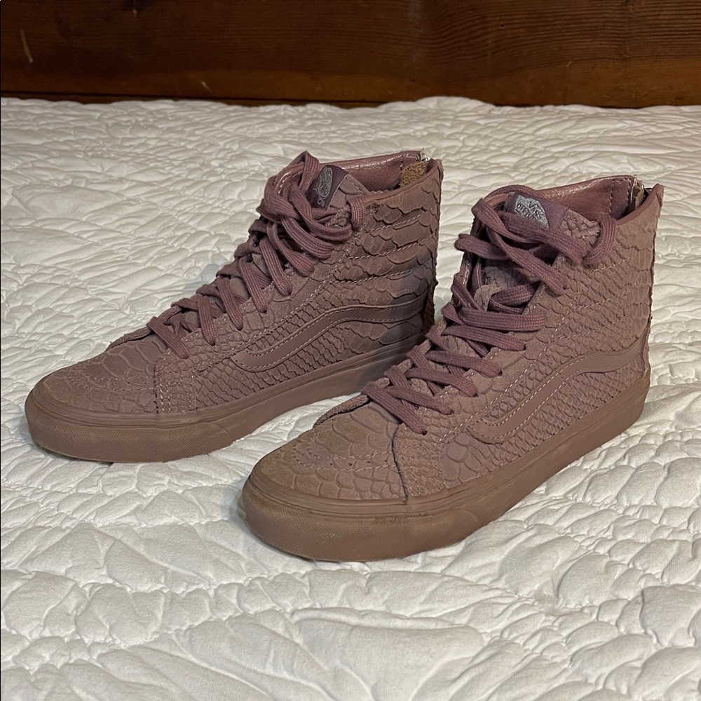 Vans Sk8 Hi Top Sneaker Slim Zip Mono Python Men’s Size 6 Women’s Size 7.5
